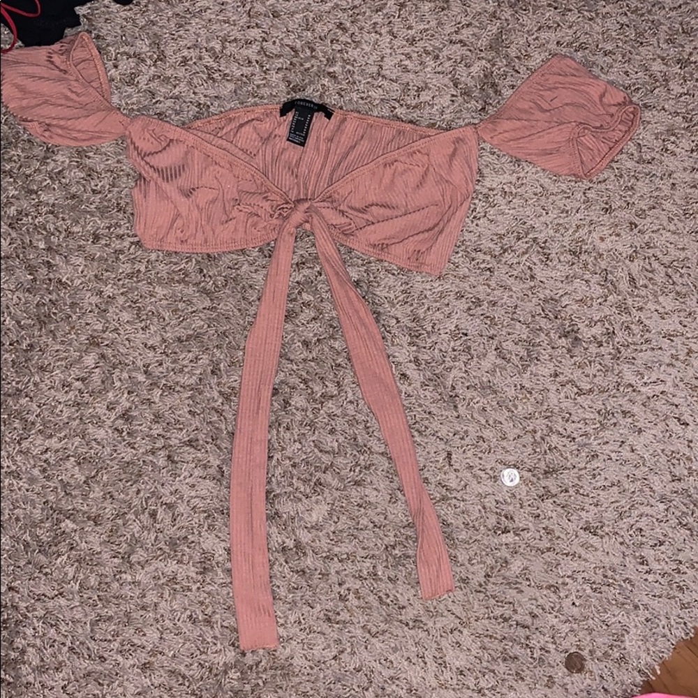 Extreme pink crop top with bow